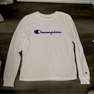 Champion White Long Sleeve Shirt | XL (Fits like Large)